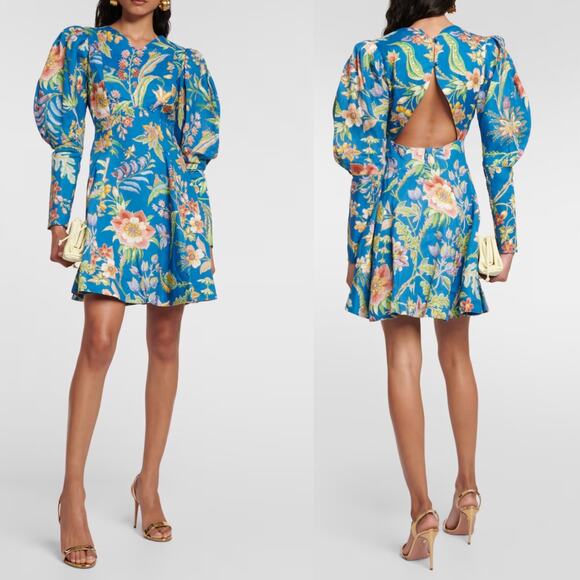 ALEMAIS June Floral Linen Mini Dress size US 10 - Picture 6 of 6